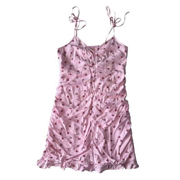 NWT Hollister Pink Floral Mini Dress - Size Medium - Adjustable Tie Straps - Picture 1 of 7